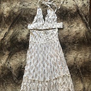 Boohoo 2pc Cream Crop Top & Maxi Skirt Set NEW